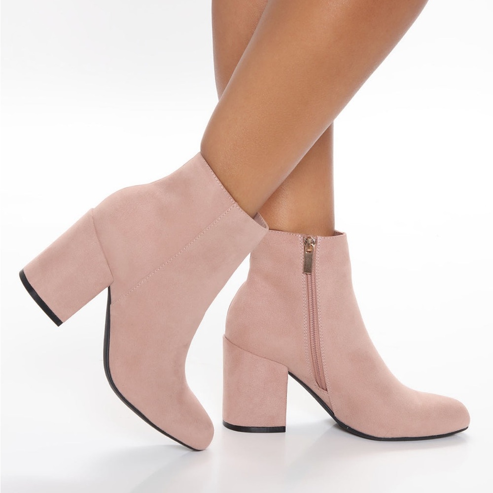 Women's Blush Pink Suede Ankle Booties